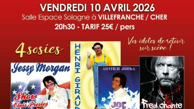 affiche soirée cabaret avec photos de 4 sosies